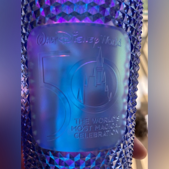 Walt Disney World 50th Anniversary Geometric Starbucks Tumbler with Straw – Blue - Picture 3 of 5